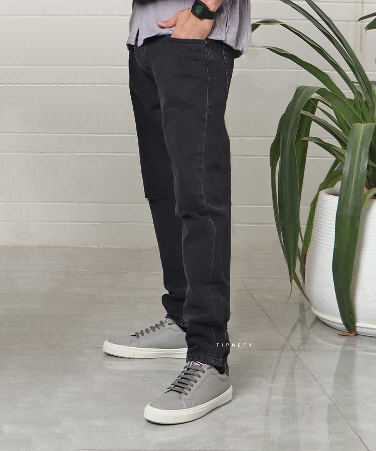 شلوار جین مام فیت مردانه زاپ دار 0144