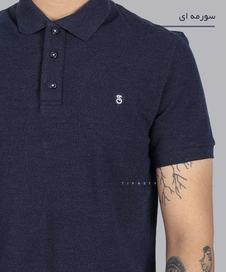                                         سورمه ای مشکی صدری   تیشرت یقه دار 1493  - تصویر 4