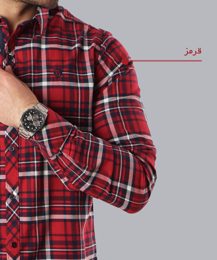                                                                                                                                   آبی قرمز سبز دودی پیراهن آستین بلند فیت 2489  - تصویر 3