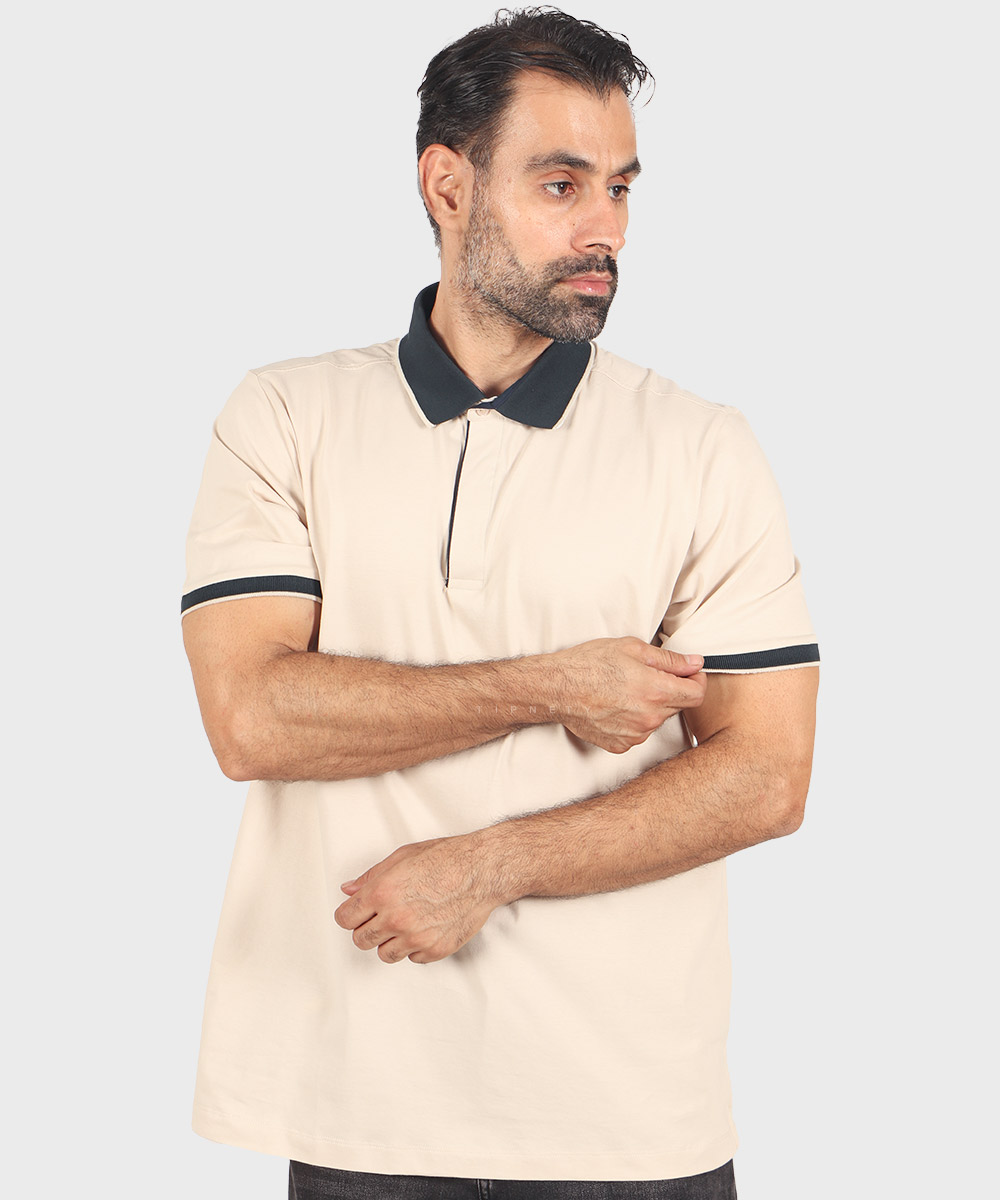                                                   سفید سورمه ای کرم روشن مشکی تیشرت یقه دار 0597  - تصویر 12