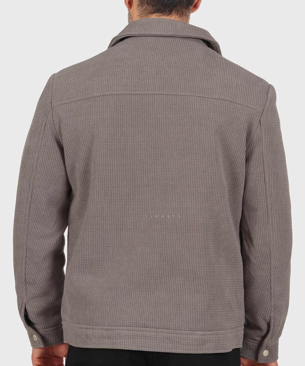                                         خاکی طوسی صدری زمستانه کت کتان 2603  - تصویر 9