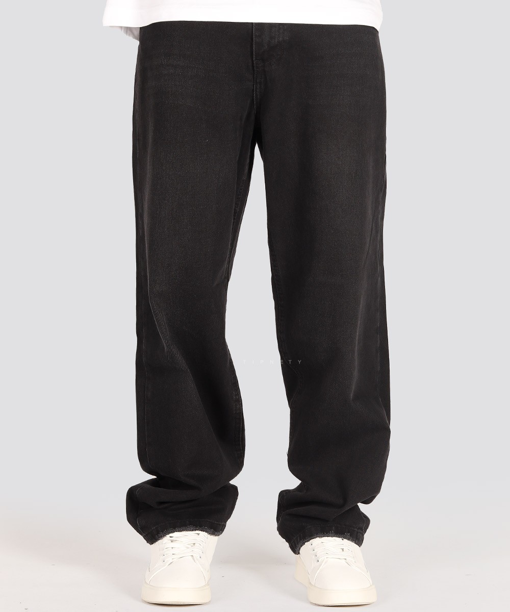 شلوار جین نیم بگ مردانه ذغالی 3519