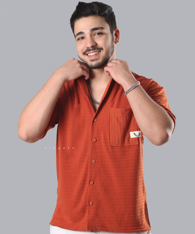 پیراهن یقه انگلیسی مردانه کنفی 0766