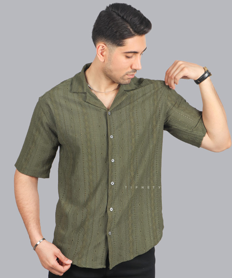 پیراهن یقه انگلیسی مردانه کنفی 0332