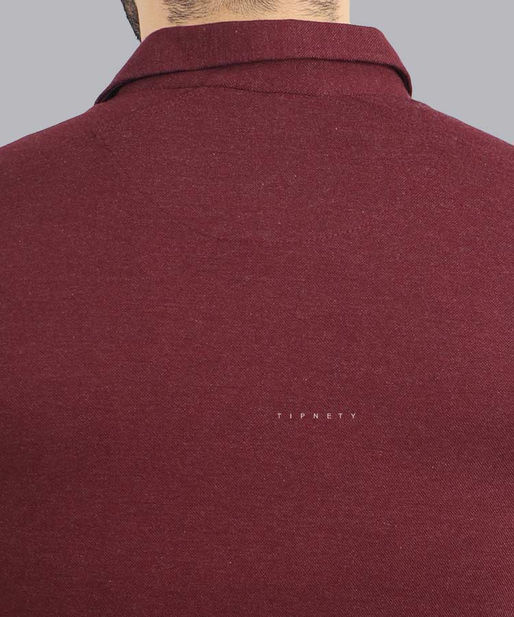                                                                                                 زرد زرشکی روشن زرشکی ملانژ تیشرت یقه دار 5350  - تصویر 4