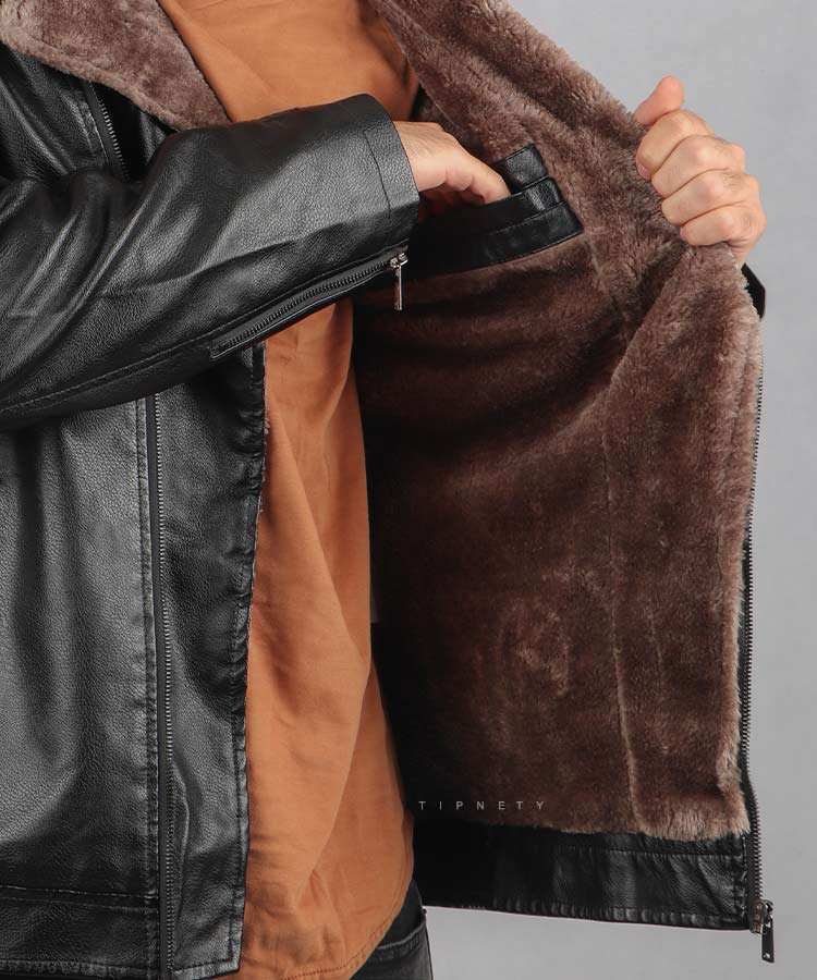                                                                                                         عسلی قهوه ای مشکی زمستانه کت چرم 2265  - تصویر 7