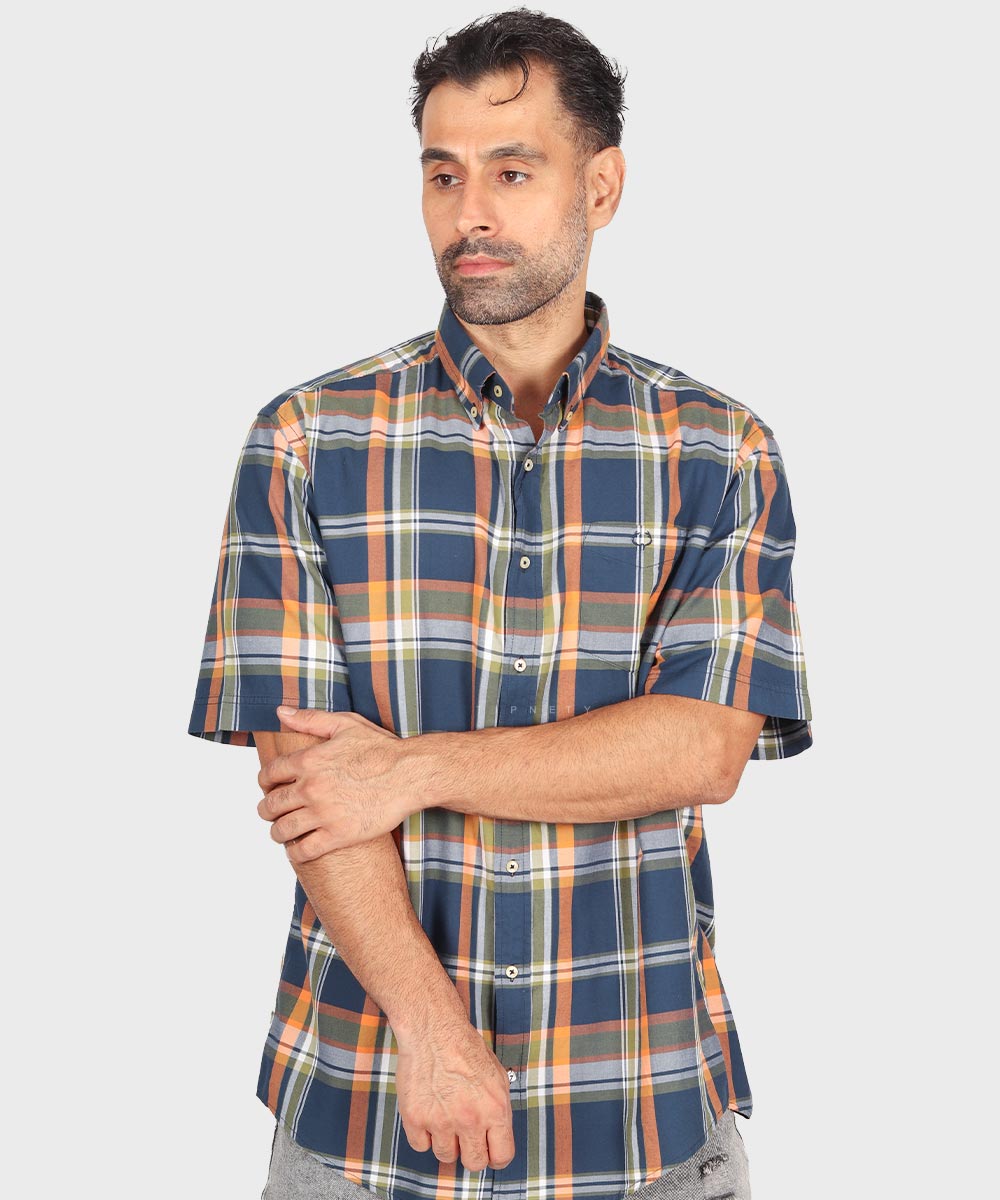     نارنجی پیراهن آستین کوتاه کلاسیک 4359  - تصویر 7