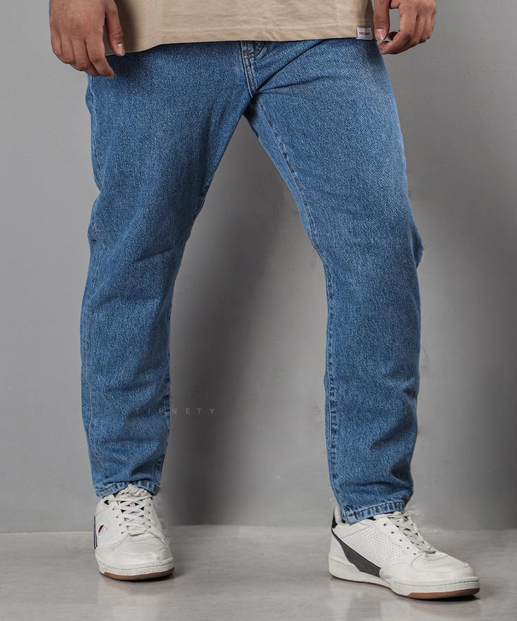 شلوار جین مام فیت مردانه آبی 0123