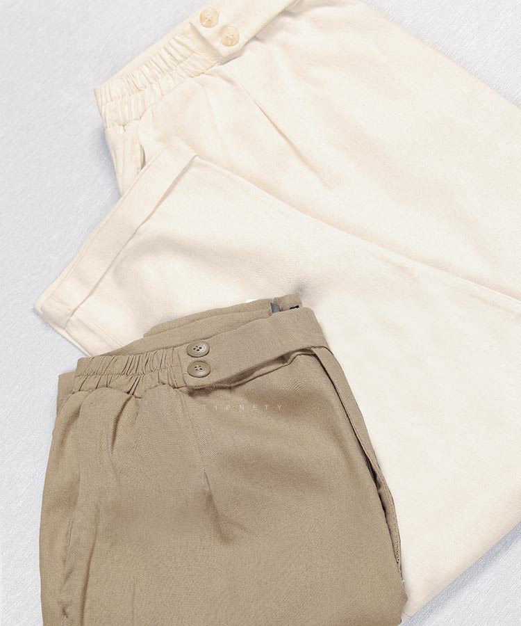                                                                       استخوانی کرم خاکی مشکی شلوار پارچه ای مام استایل 2507  - تصویر 7