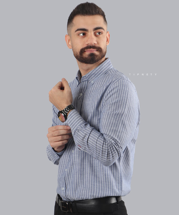                                                                                 صدری کرم آبی پیراهن آستین بلند فیت 8825  - تصویر 3