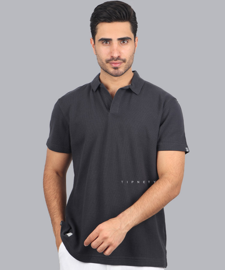                               دودی کرم قهوه ای صدری تیشرت یقه دار 3205  - تصویر 3