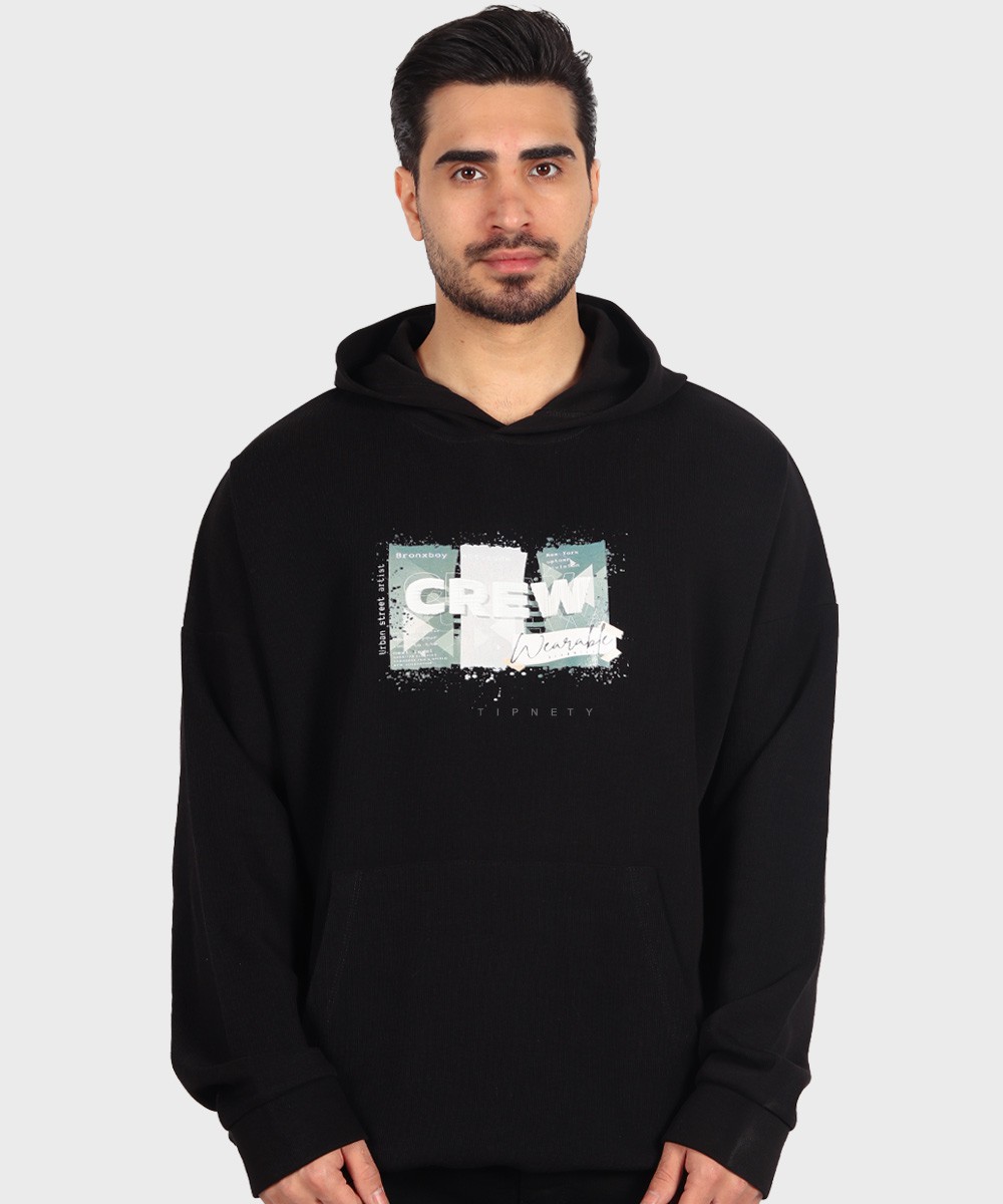 هودی مشکی طرحدار فری سایز 1455