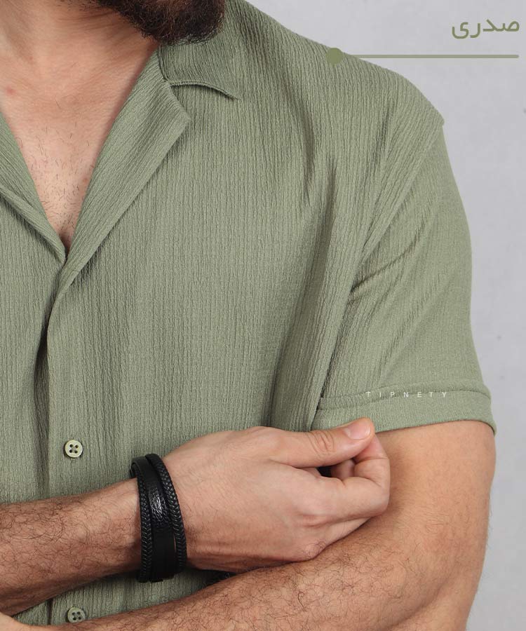                                                                         صدری نوک مدادی شیری طوسی مشکی پیراهن یقه انگلیسی 1310  - تصویر 6