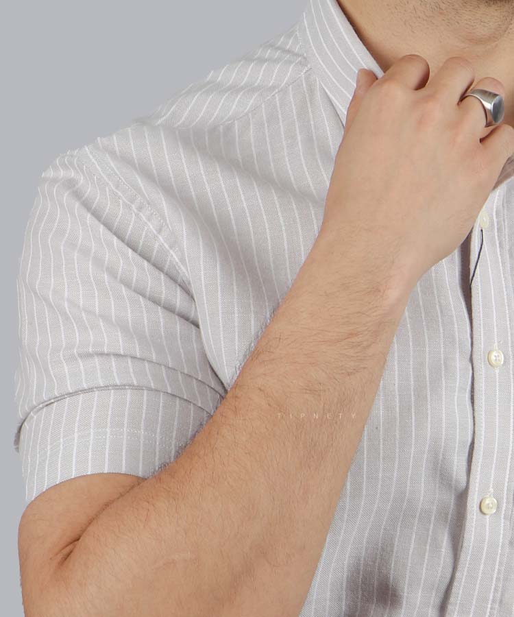                                 طوسی پیراهن آستین کوتاه کلاسیک 4361  - تصویر 3