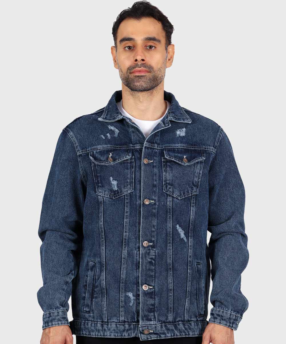 کت جین آبی تیره زخمی 0211