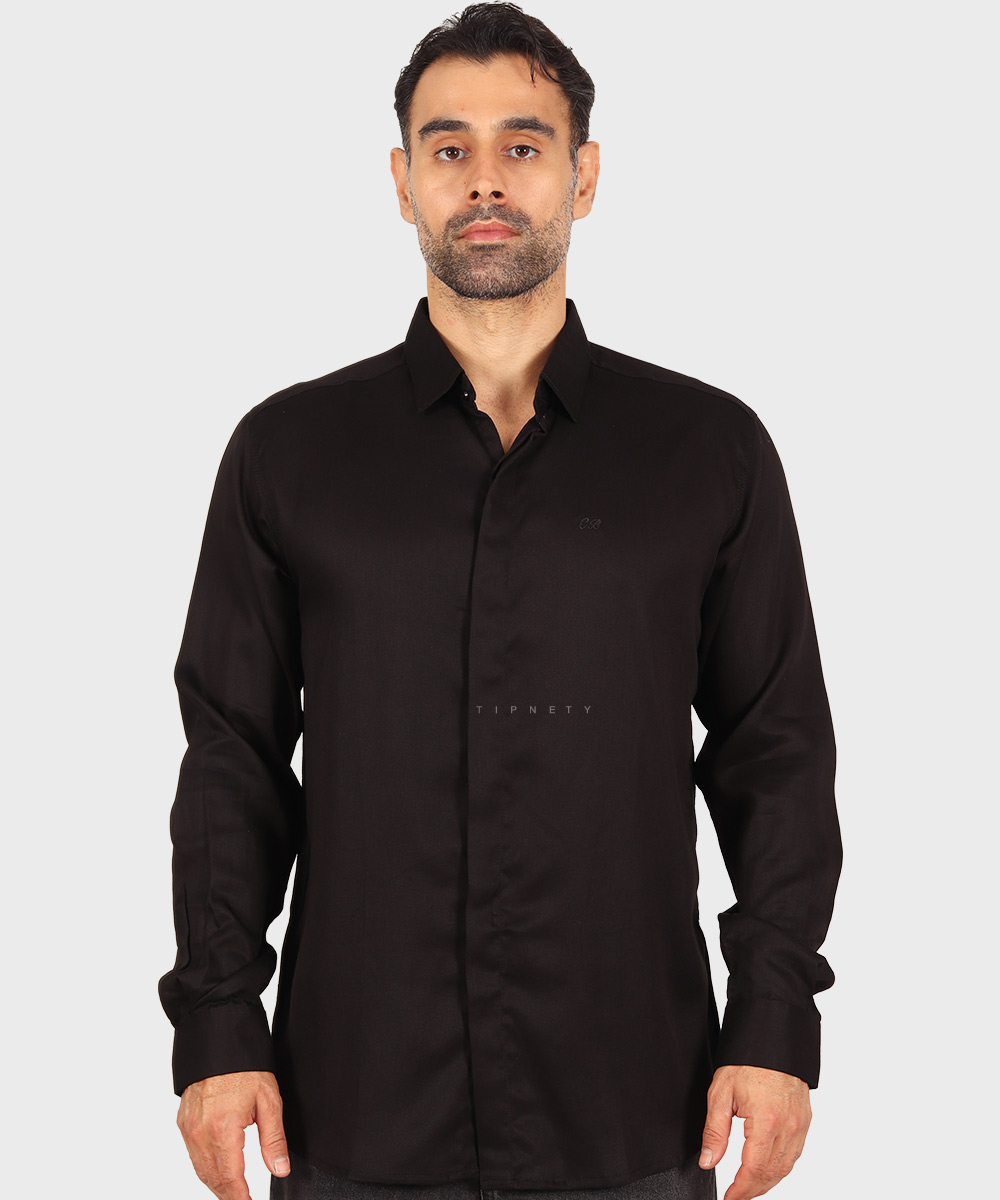                                                 مشکی سورمه ای صدری کرم آبی روشن پیراهن آستین بلند فیت 0372  - تصویر 3