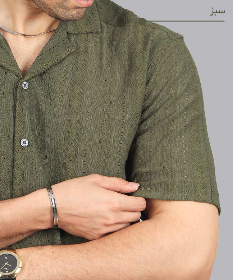                                                                                                                                                 شتری مشکی سبز شیری طوسی پیراهن یقه انگلیسی 0332  - تصویر 8
