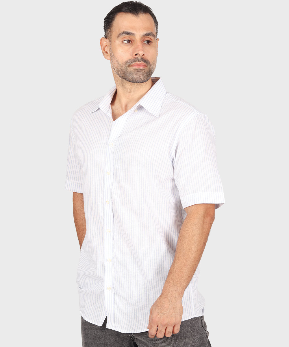             طوسی تیره آبی روشن پیراهن آستین کوتاه کلاسیک 1382  - تصویر 12