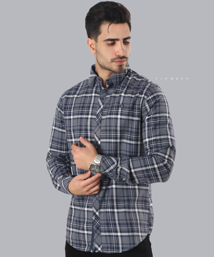 پیراهن مردانه آستین بلند چهارخانه 2489