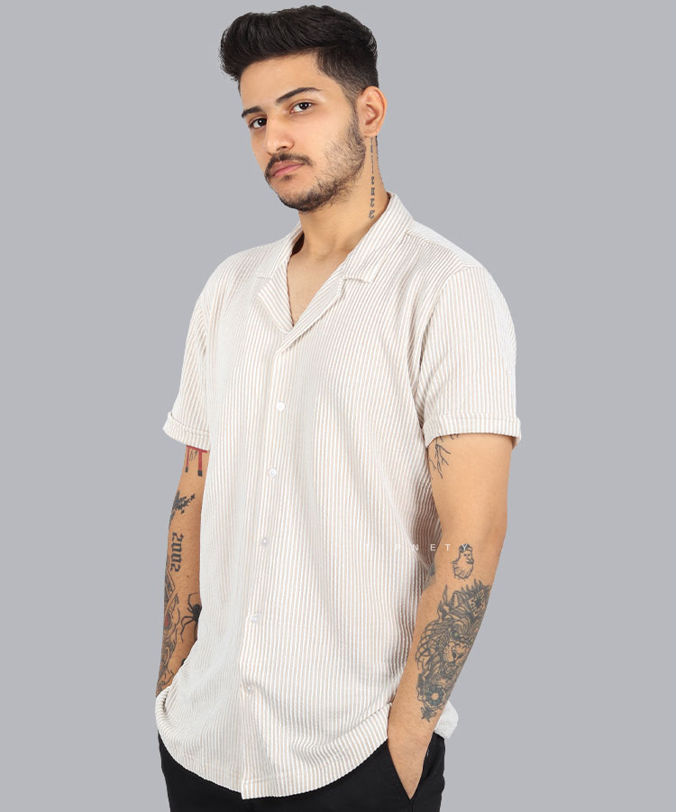                                                                                                                                                         سورمه ای کرم طوسی مشکی پیراهن یقه انگلیسی 1679  - تصویر 3