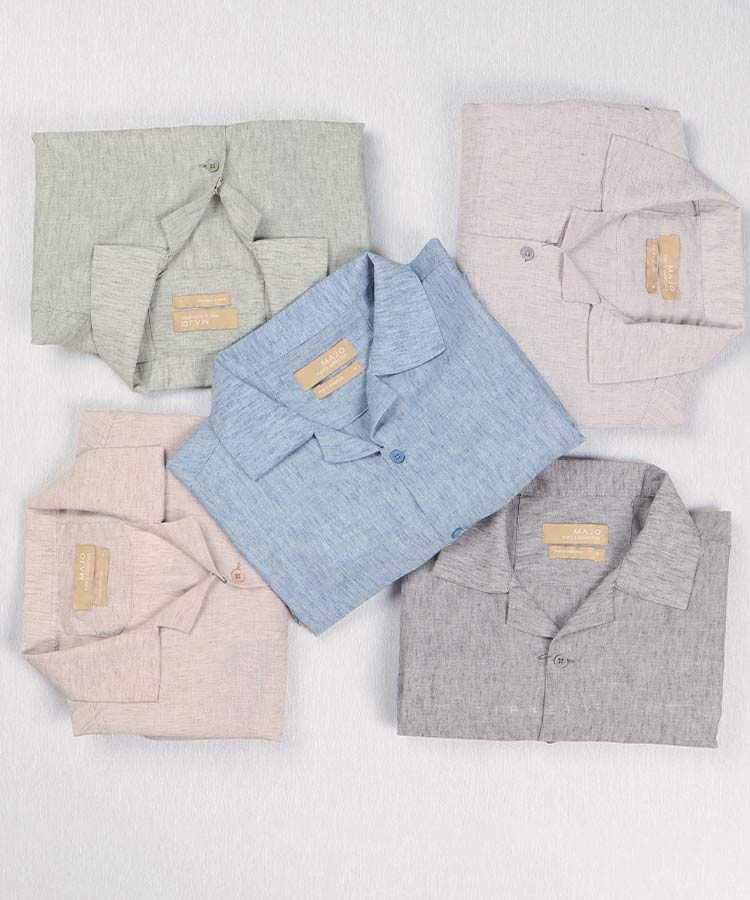 پیراهن لینن لش مردانه آستین کوتاه 4041