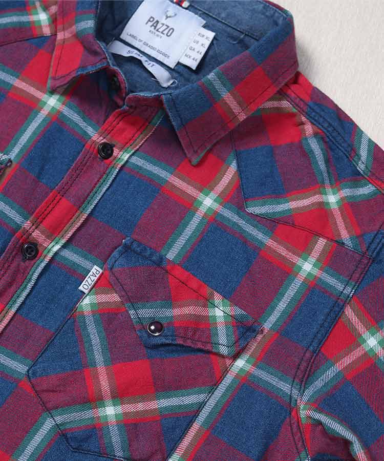 پیراهن مردانه چهارخانه آستین کوتاه 8152