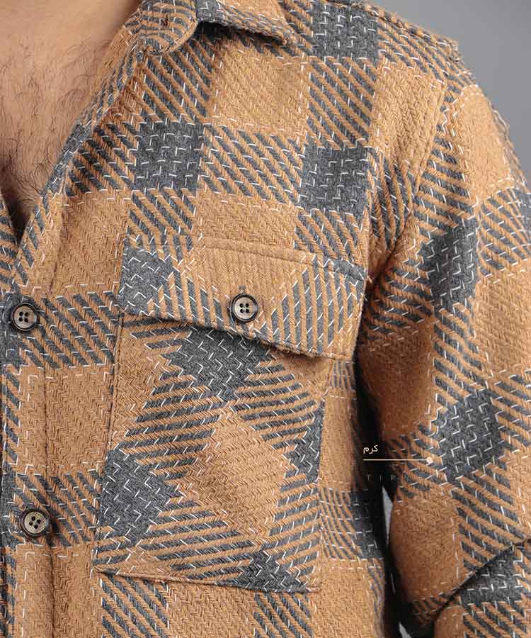                                                                                                                                                 آجری کرم مشکی لجنی طوسی تیره پاییزه پیراهن 0713  - تصویر 8