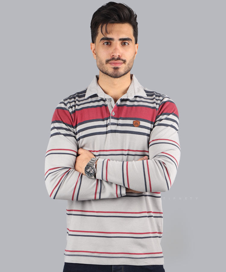 تیشرت یقه دار مردانه آستین بلند 1259