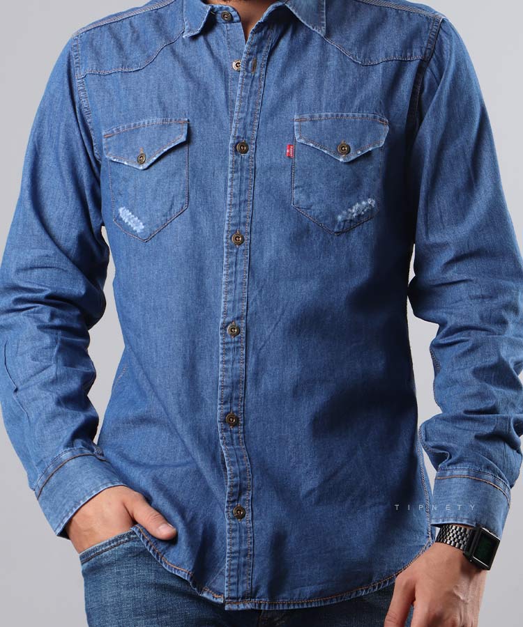 پیراهن مردانه آستین بلند جین 0703