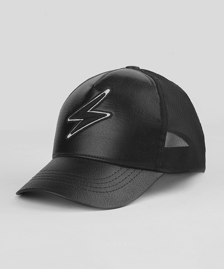 کلاه کپ مشکی چرم طرح رعد و برق 2246