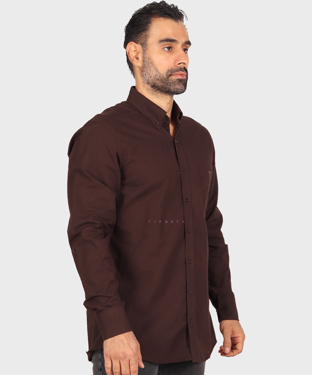 قهوه ای ذغالی سورمه ای لجنی مشکی سبز سفید آبی روشن پیراهن آستین بلند کلاسیک 3990  - تصویر 12