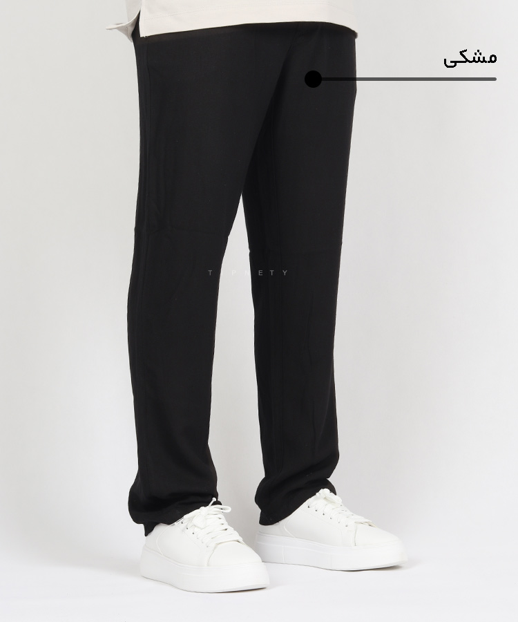                                 نخودی مشکی کرم تیره شلوار پارچه ای لینن 1330  - تصویر 3