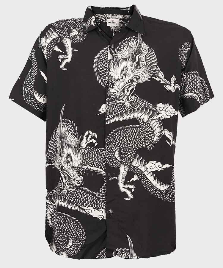 پیراهن مردانه هاوایی آستین کوتاه اژدها 2023