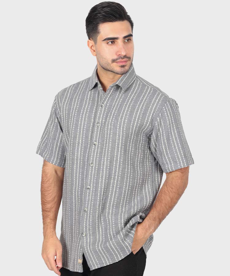                                 سبز کرم طوسی تیره پیراهن لش 4346  - تصویر 3