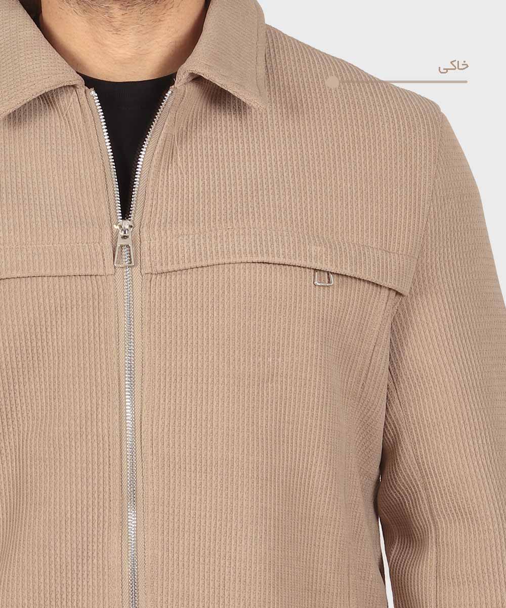                                         خاکی طوسی صدری زمستانه کت کتان 2603  - تصویر 5