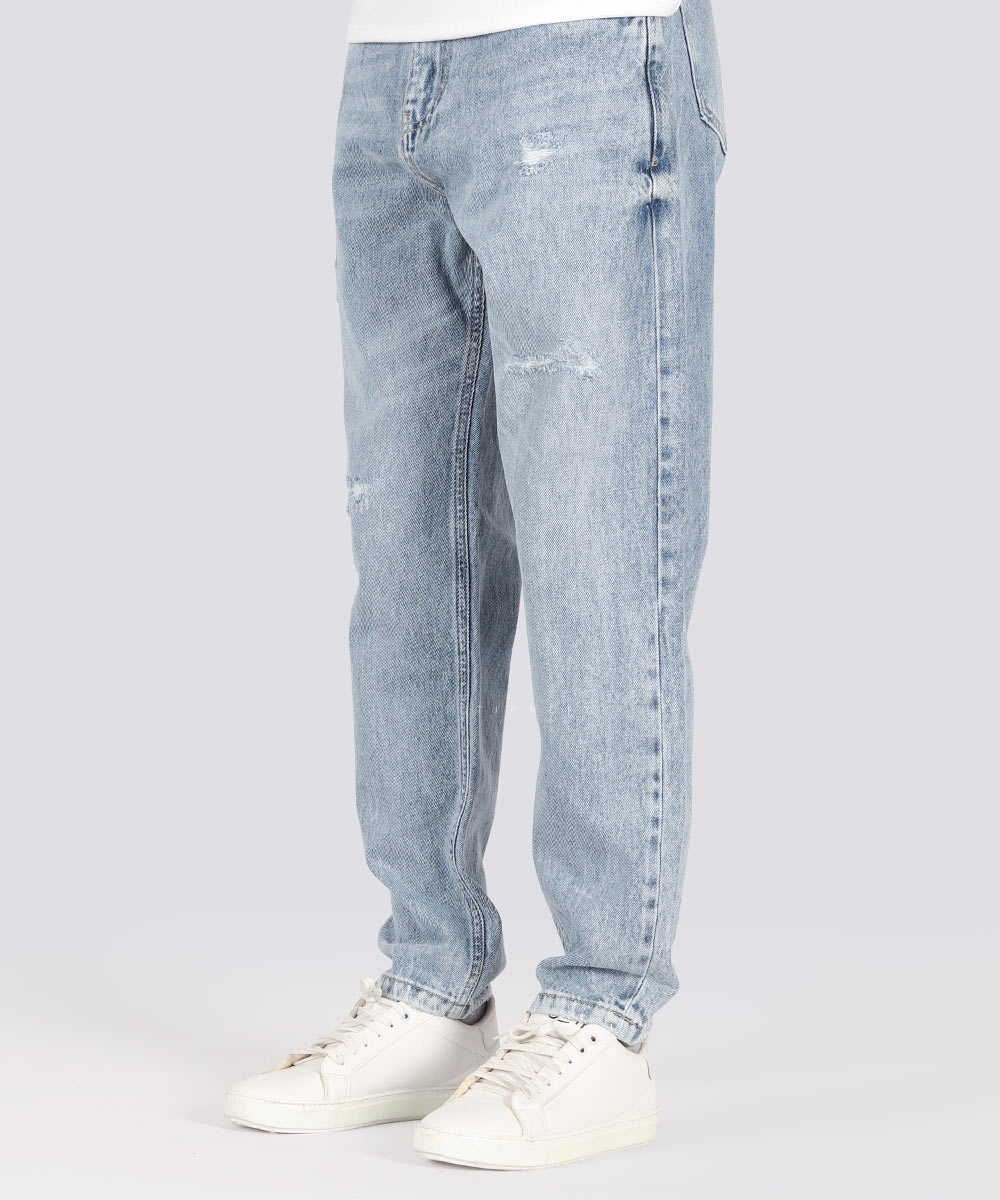 شلوار جین مام فیت مردانه آبی 2516