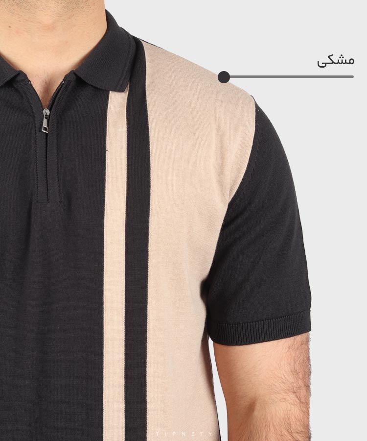                                                   مشکی یشمی سورمه ای کرم تیشرت یقه دار 5305  - تصویر 9