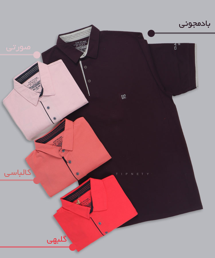                                                                                   بادمجانی       صورتی کالباسی گلبهی تیشرت سایز بزرگ 5332  - تصویر 3