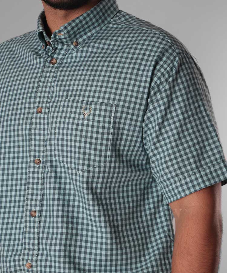                                                                                                                                                                                                                 لجنی قرمز نفتی آبی   آبی سورمه ای نوک مدادی طوسی دودی سبز پیراهن آستین کوتاه کلاسیک 4403  - تصویر 5