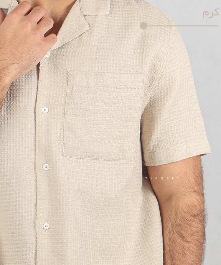                                                                                                                 کرم شیری طوسی پیراهن یقه انگلیسی 5168  - تصویر 3