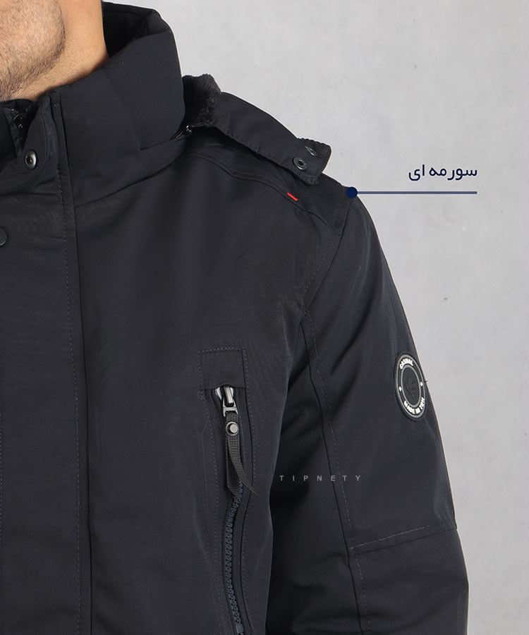                                                                                                                 شتری مشکی سورمه ای زمستانه کاپشن 2138  - تصویر 6