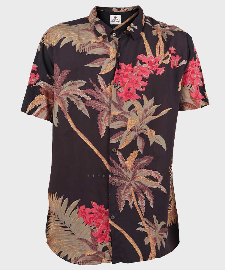 پیراهن مردانه هاوایی آستین کوتاه گلدار 2026