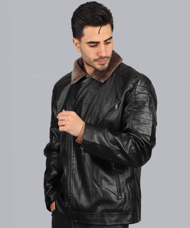 کت چرم مردانه یقه خزدار 2265