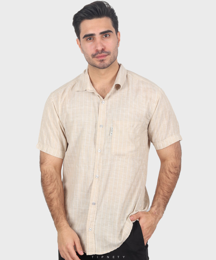                                                                                     سبز طوسی تیره آبی تیره سفید کرم پیراهن آستین کوتاه کلاسیک 0907  - تصویر 2