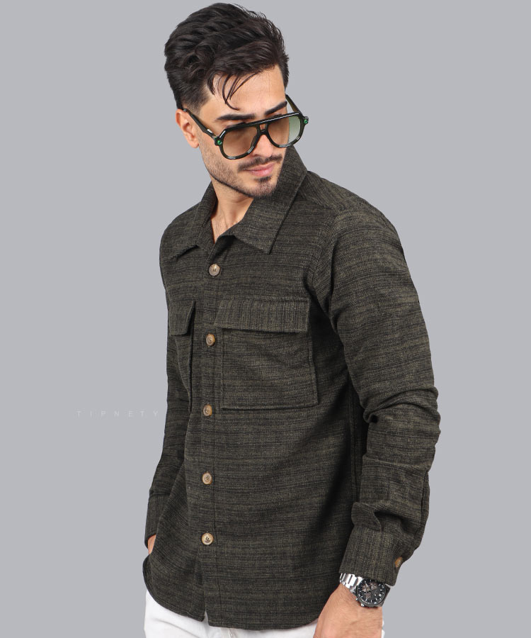 پیراهن مردانه پشمی و دو جیب پاییزه 4022