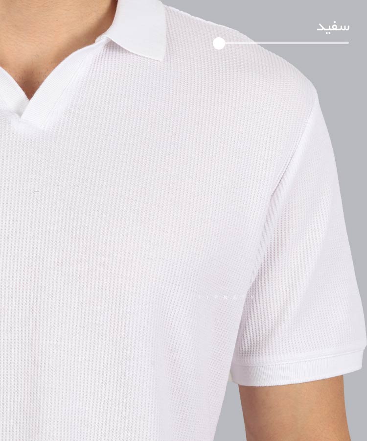                                                                       دودی سورمه ای ملانژ سبز سفید تیشرت یقه دار 0560  - تصویر 6