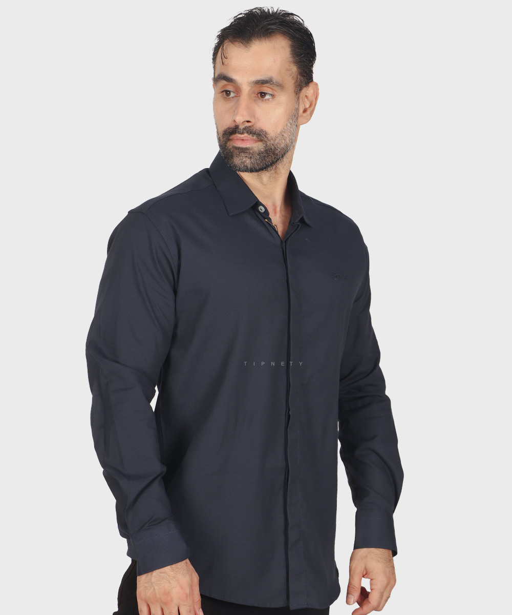پیراهن مردانه آستین بلند دکمه مخفی 0360