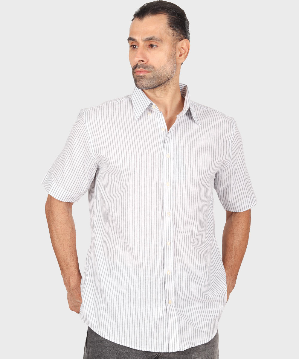             طوسی تیره آبی روشن پیراهن آستین کوتاه کلاسیک 1382  - تصویر 10