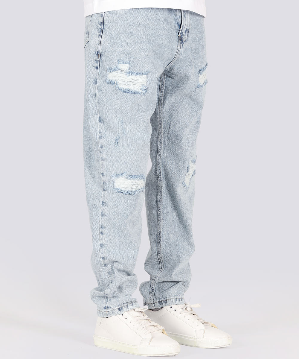         آبی روشن شلوار جین مام فیت 2736  - تصویر 4