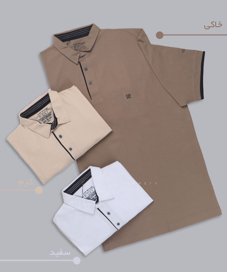                                                 خاکی کرم سفید   تیشرت سایز بزرگ 5333  - تصویر 3